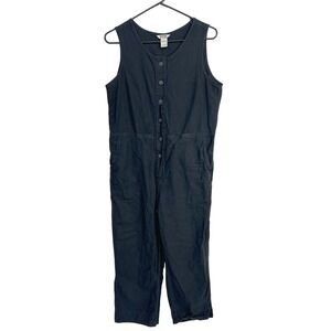 Duluth Trading Hemp Organic Cotton Utility Jumpsuit Black Sleeveless 12